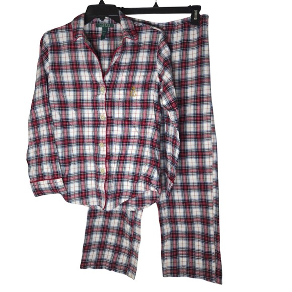 Lauren Ralph Lauren Other - Lauren Ralph Lauren Womens Red Plaid Cotton Pajama Set Size Small 2 Piece PJ